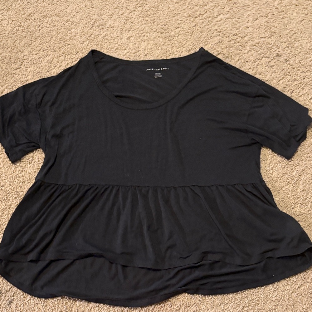 American Eagle Outfitters Black/gray peplum top